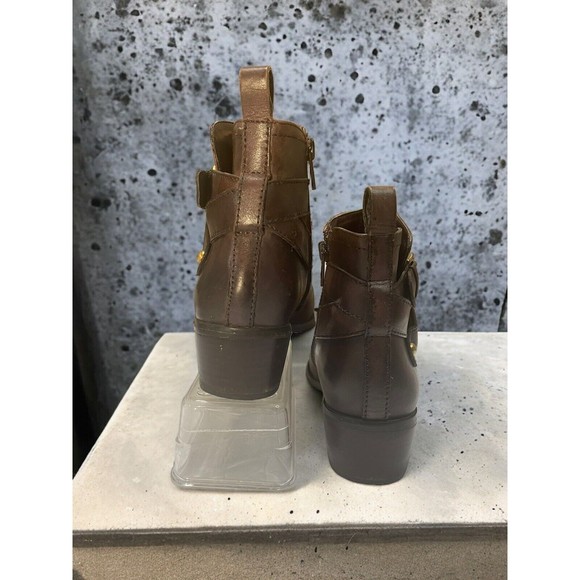 Arturo Chiang Ankle Boots Womens 6M Bryson Brown Leather Zip Up Bootie W/Buckles - Picture 8 of 12